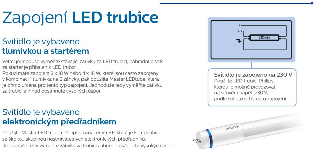 Zapojení LED trubice